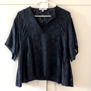 Derek Lam 10 Crosby Navy Blue Silk Blouse, sz 4
